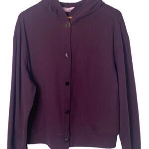 UBU Made in the USA Purple Button Front Hooded Sweatshirt Jacket Size M
